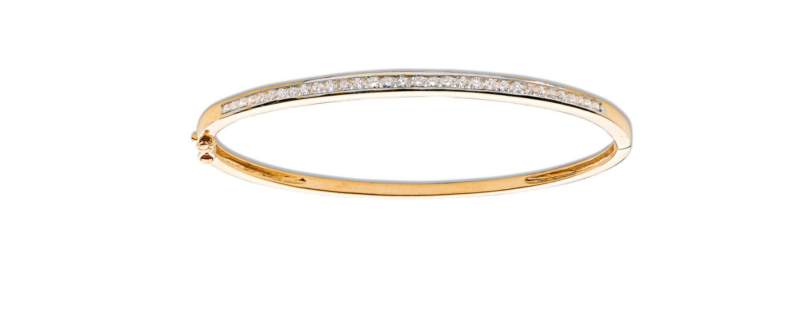 9ct Yellow Gold 1.00ctw Diamond Bangle Channel Set Made in London