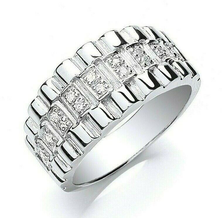 Sterling Silver 11m Wide Band Ring Gents Gemstone Fully Hallmarked