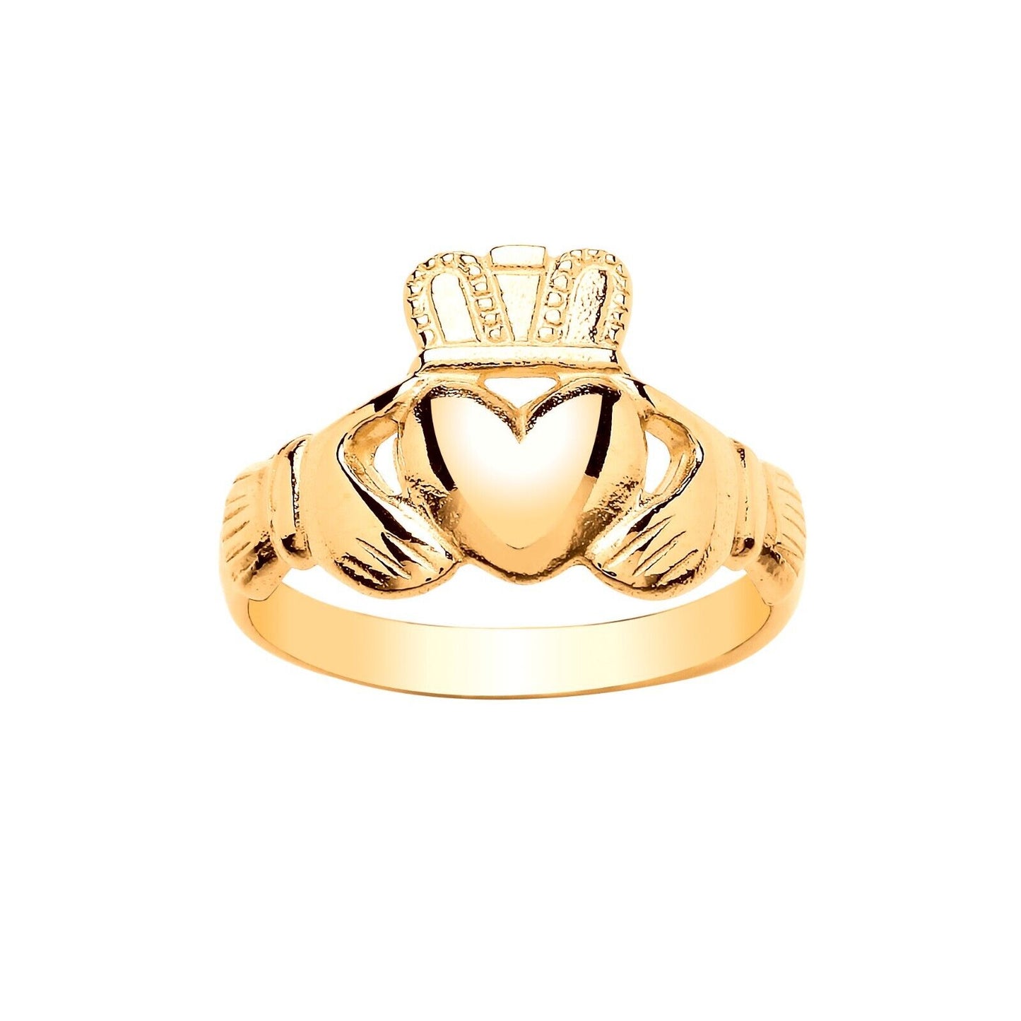 Ladies Claddagh Ring Solid 9ct Yellow Gold Love Friendship Fully Hallmarked