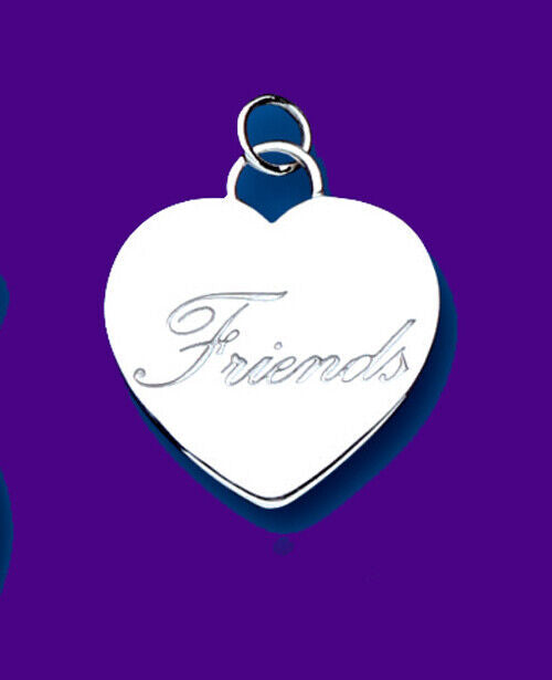 Silver Friends Heart Pendant Tag Sterling Silver 925 Stamp All Chain Lengths