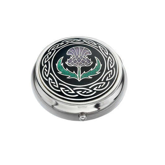 Pillbox Silver Plated Scottish Black Thistle Design Brand New and Boxed