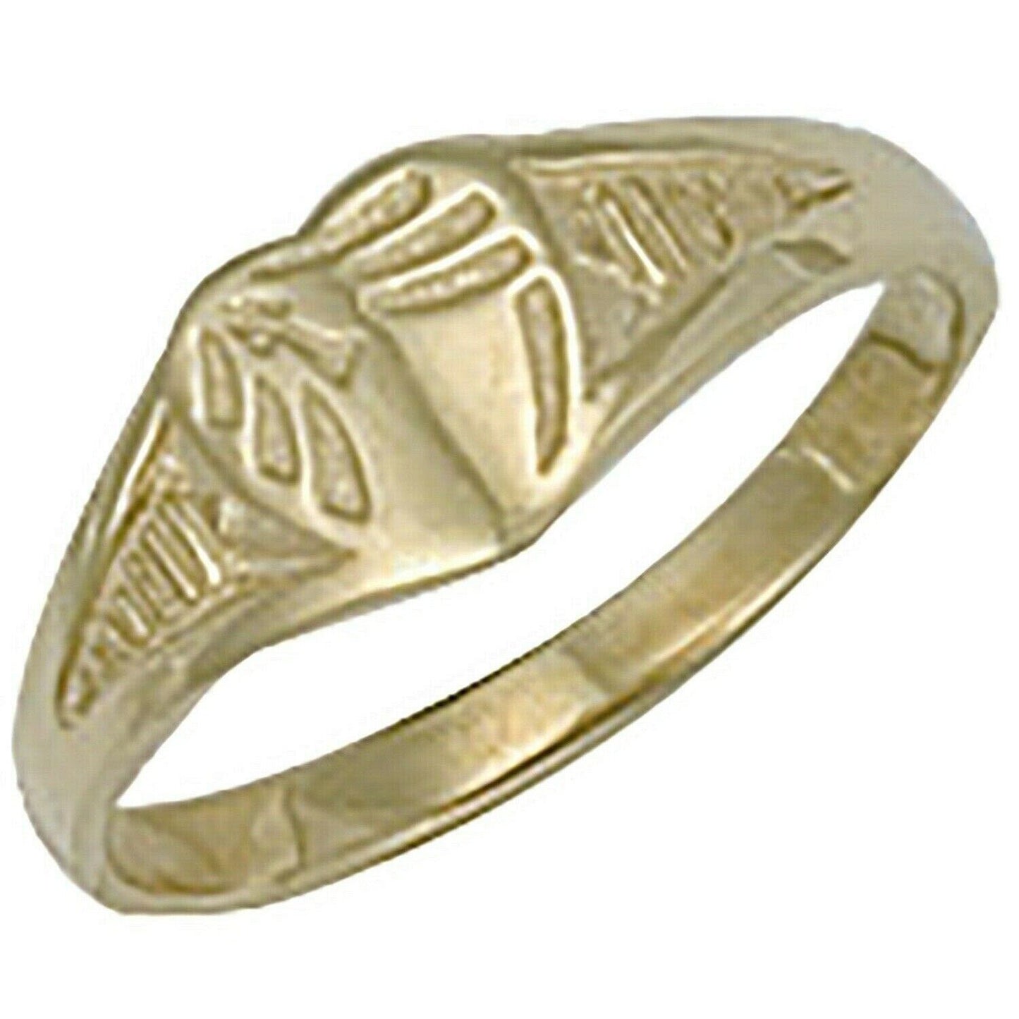 Baby Child's Signet Ring Heart Solid Yellow Gold Hallmarked British Made
