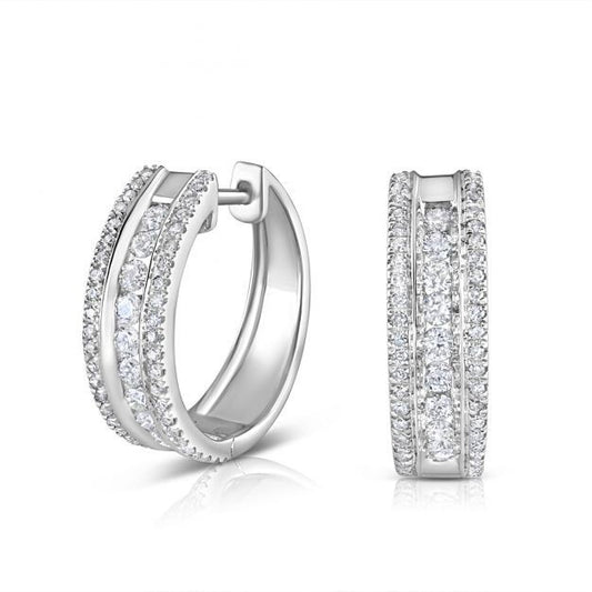18ct White Gold 0.65ct Diamond Huggie Earrings - 17.5mm