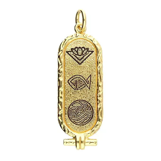 Elemental Cartouche. Water. Cancer, Scorpio, Aquarius Zodiac Yellow Gold Plated