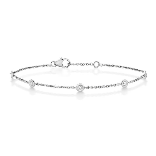 Real Diamond Chain Bracelet 9ct White Gold Hallmarked