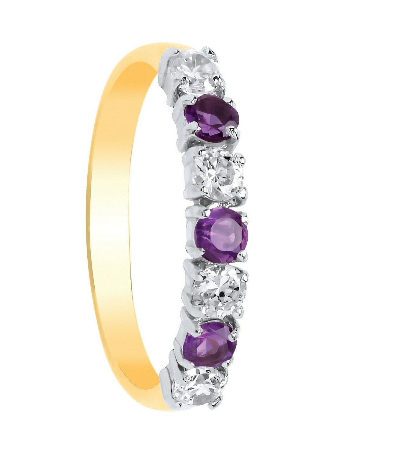 9ct Yellow Gold Amethyst Eternity Ring Band Anniversary Fully Hallmarked