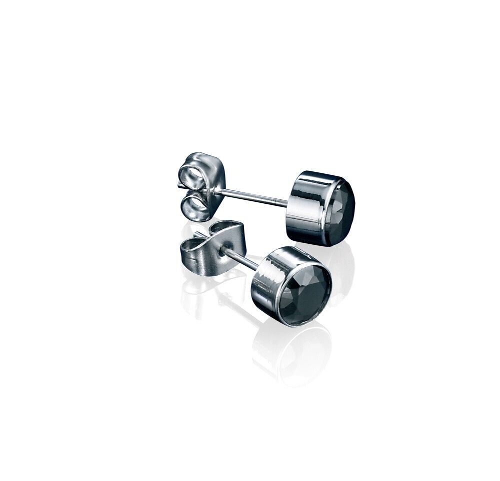 Fred Bennett Bezel Set Stud Earrings with Black CZ E3795