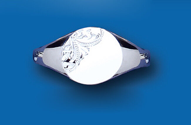 Silver Cushion Signet Ring Ladies Engraved Detail 925 Hallmark
