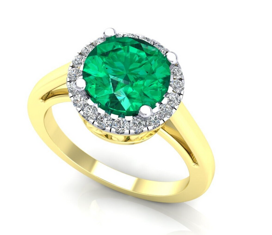 9ct Yellow Gold Emerald Cluster Ring Engagement Hallmarked Sizes L - R