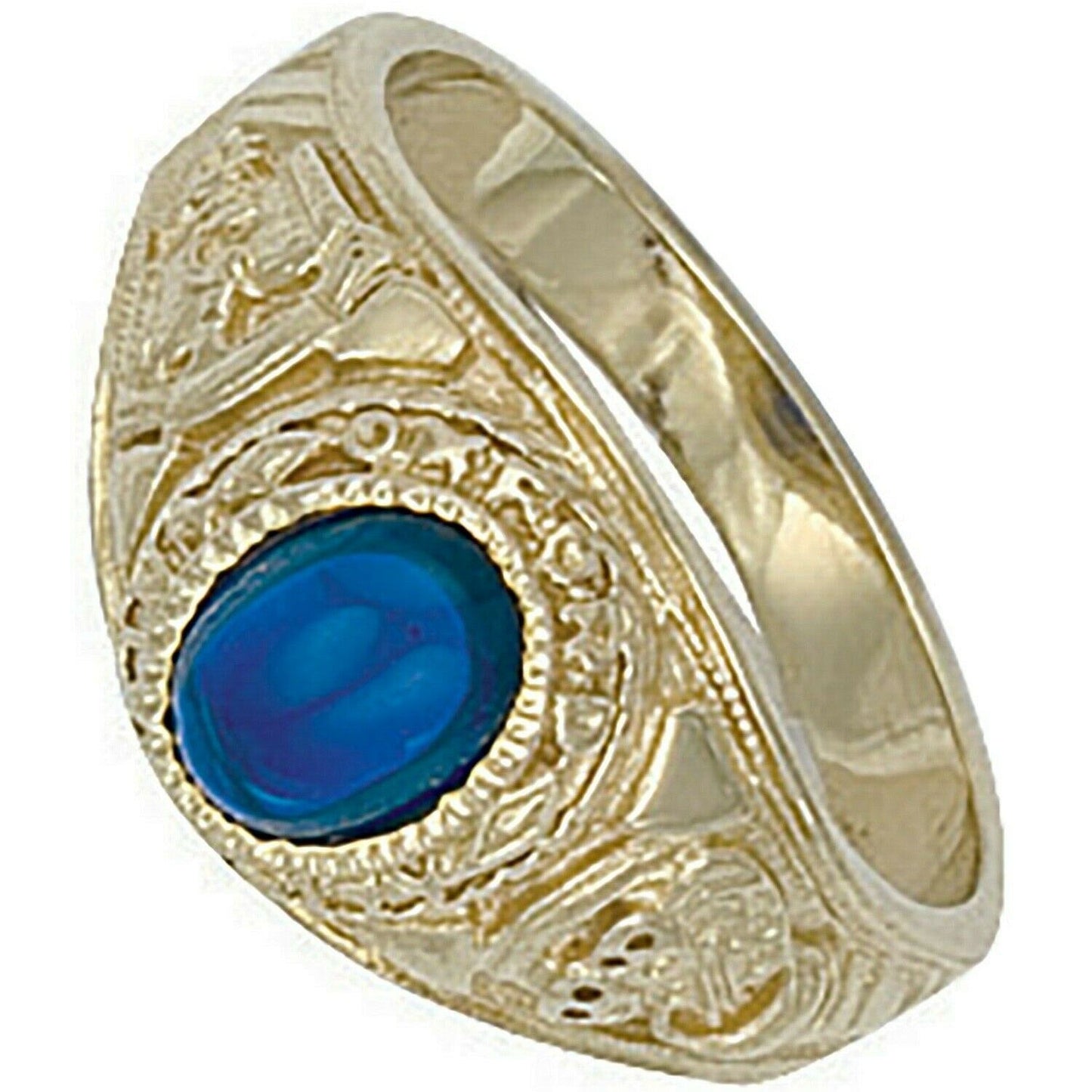 9ct Yellow Gold Blue Cabochon College Ring Graduation Hallmarked