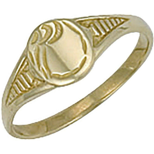 Baby Child's Signet Ring Oval Solid Yellow Gold Hallmarked British Made