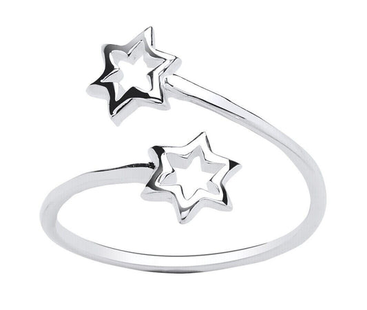 Star Crossover Ring Solid Sterling Silver Ladies