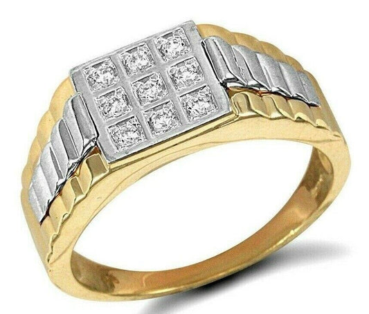 9ct Multi Tone Gold Square Top Gents RingSignet Fully Hallmarked