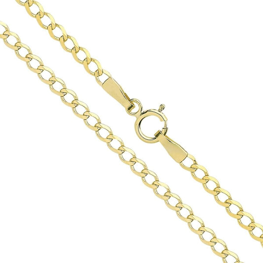 9ct Yellow Gold Curb Chain 22" Mens Gents 4mm Wide Hallmark British 9 Grams New
