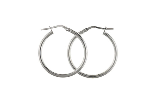 Silver Hoop Earrings Creole Sterling Silver Slim 18mm Hoops