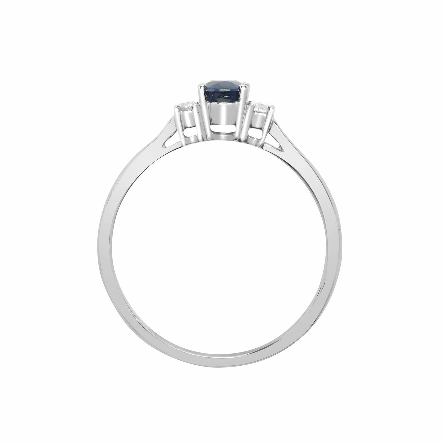 Real Sapphire and Diamond Ring 18ct White Gold Three Stone Trilogy
