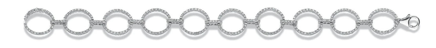 9ct White Gold 1.20ct Diamond Bracelet Open Circle Link Made in London