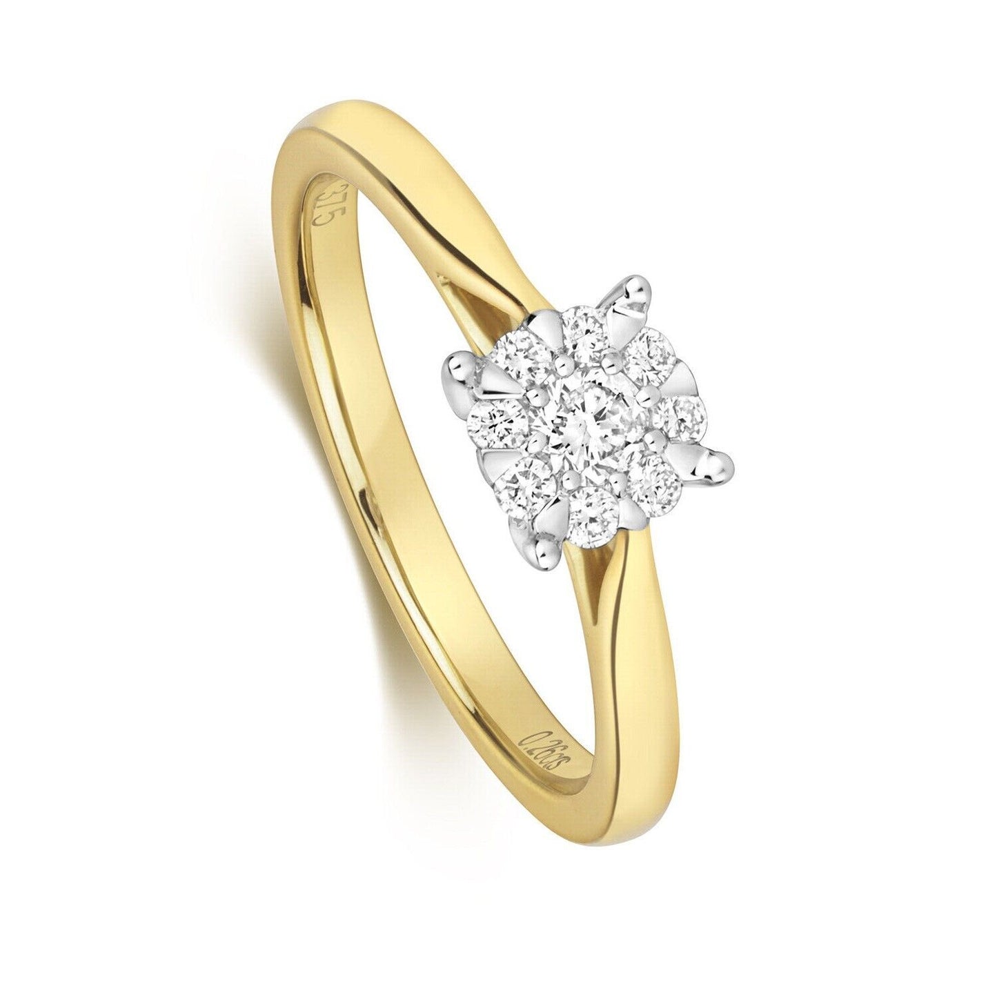 Real Diamond Engagement Ring 9ct Yellow Gold Brilliant Set Solitaire Size J-Q