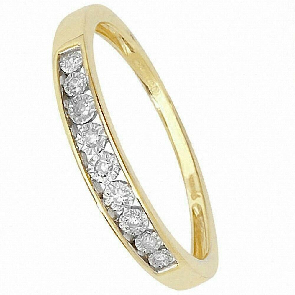 Real Diamond Eternity Ring Illusion Solid Yellow Gold Anniversary Band