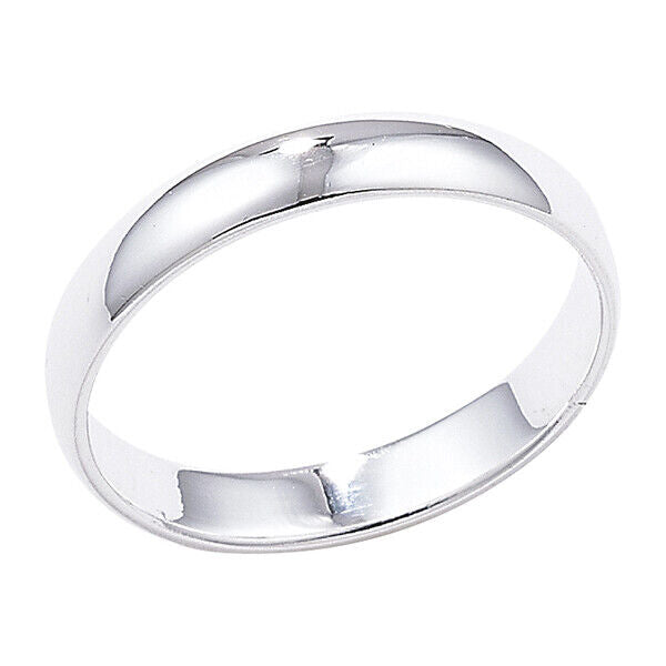4mm Wedding Band Ring Sterling Silver Rhodium Plated 925 hallmark Sizes J - R