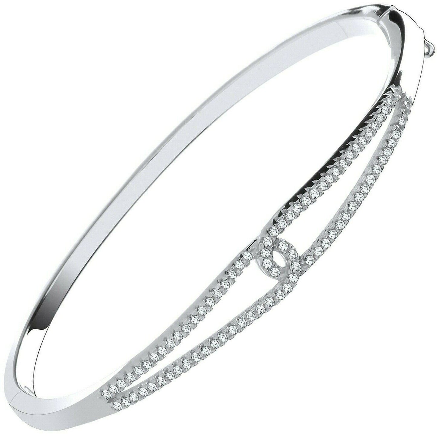 Sterling Silver Split Shank Ladies Hinged Bangle