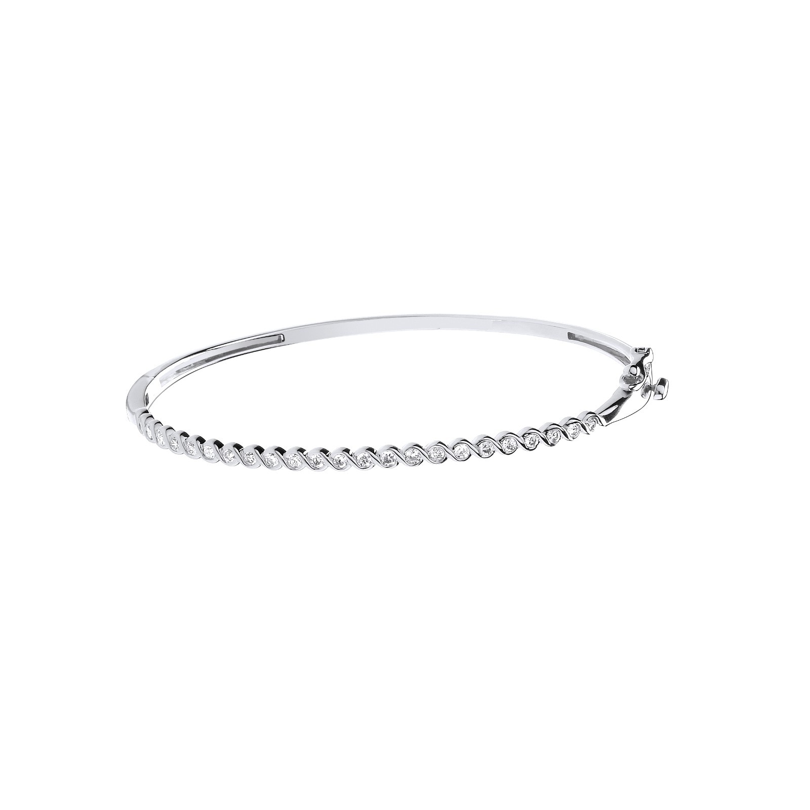 9ct White Gold 0.50ctw Ladies Diamond Bangle Made in London