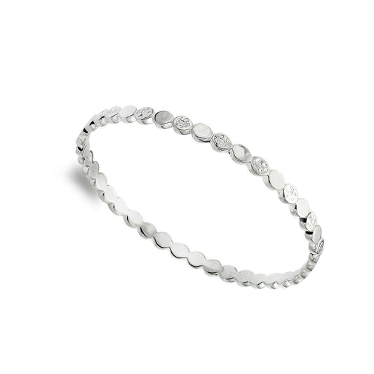Stepping Stone Pebble Bangle Solid Sterling Silver Hallmarked Luxury Box