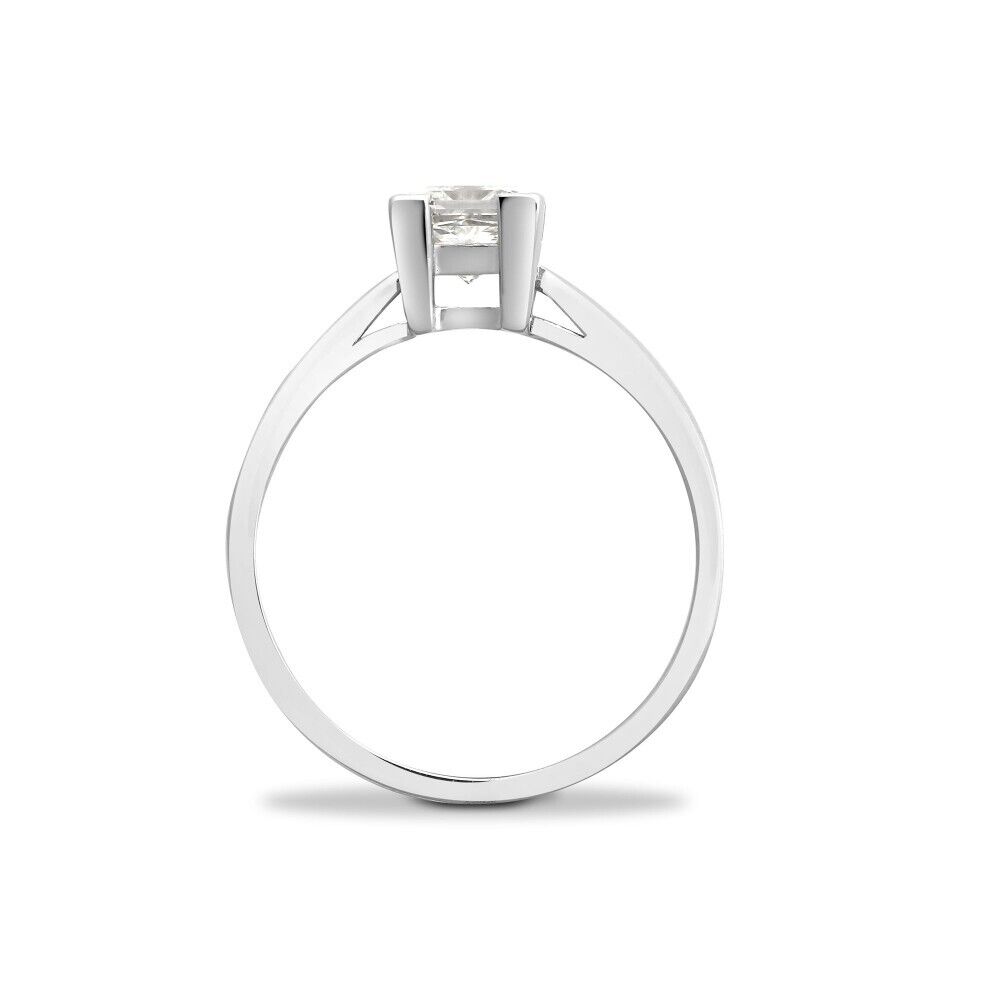Real Diamond Solitaire Ring 18ct White Gold Square Princess 0.25 Carat Weight
