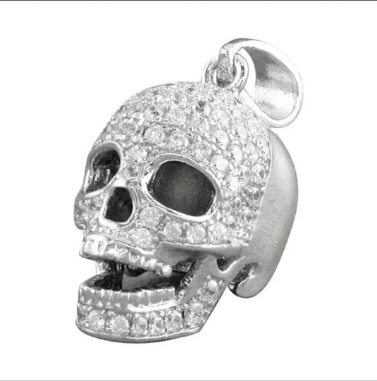 Skull Pendant Set With Gemstones Men's 925 Solid Sterling Silver 925 Hallmarked