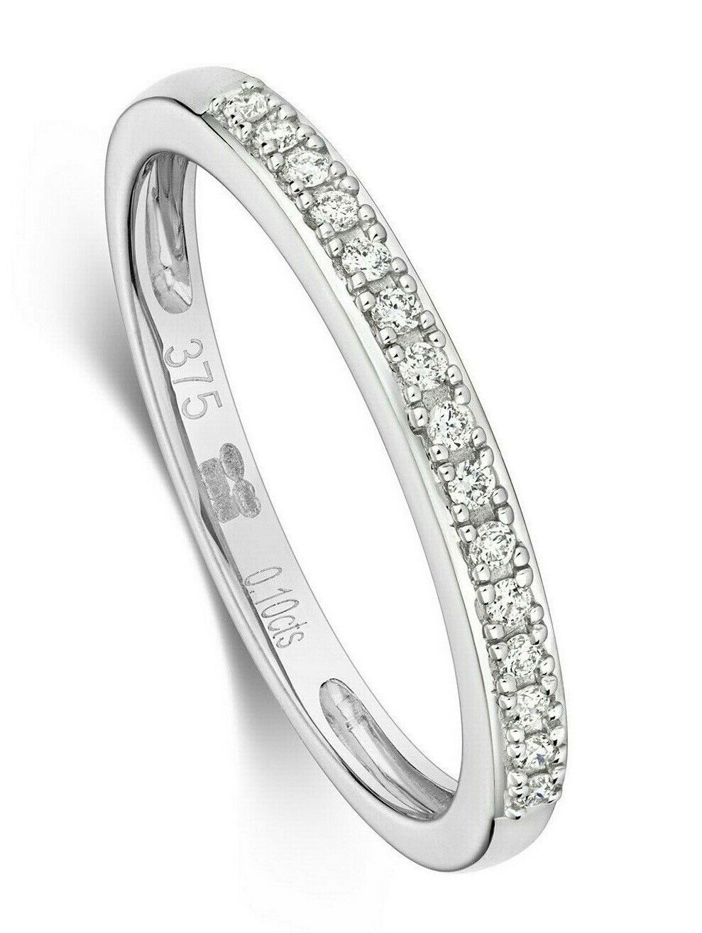 Real Diamond Eternity Ring Solid White Gold Claw Set Anniversary Band Size J - Q