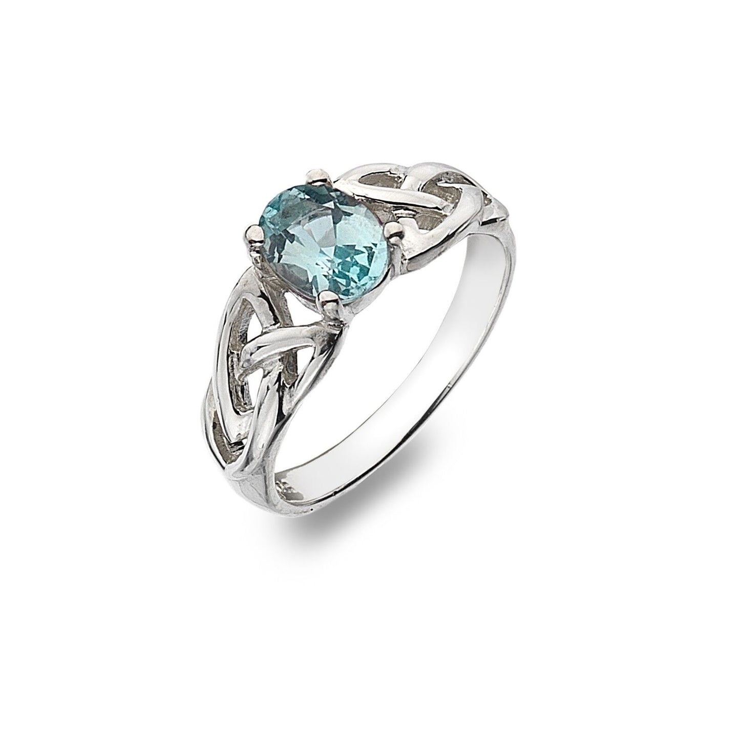 Blue Topaz Celtic Ring Sterling Silver 925 Hallmark Size J - Q Brand New Gift