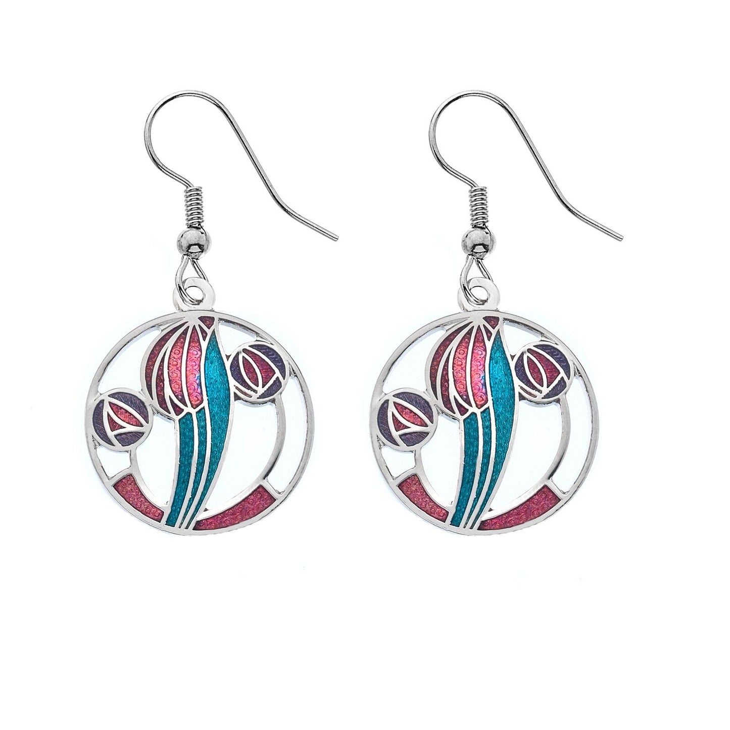 Mackintosh Tulip and Rose Earrings Drop Drops Silver Plated Branded Packaging