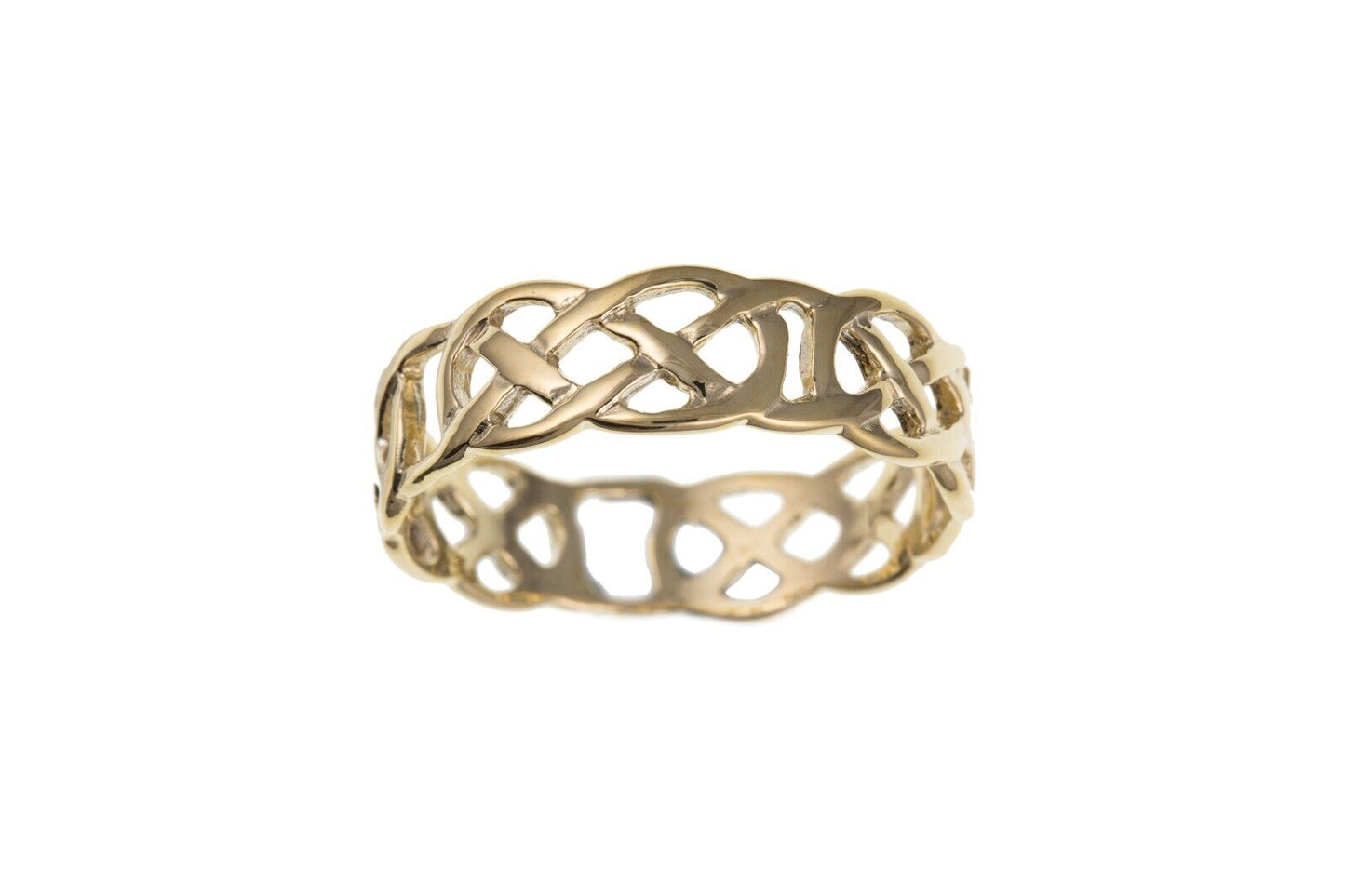 Ladies Celtic Band Ring Solid 9ct Yellow Gold 6mm Band Fully Hallmarked