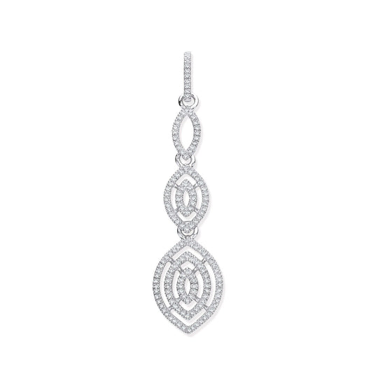 9ct White Gold Drop 0.25ct Diamond Marquise Pendant Hallmarked