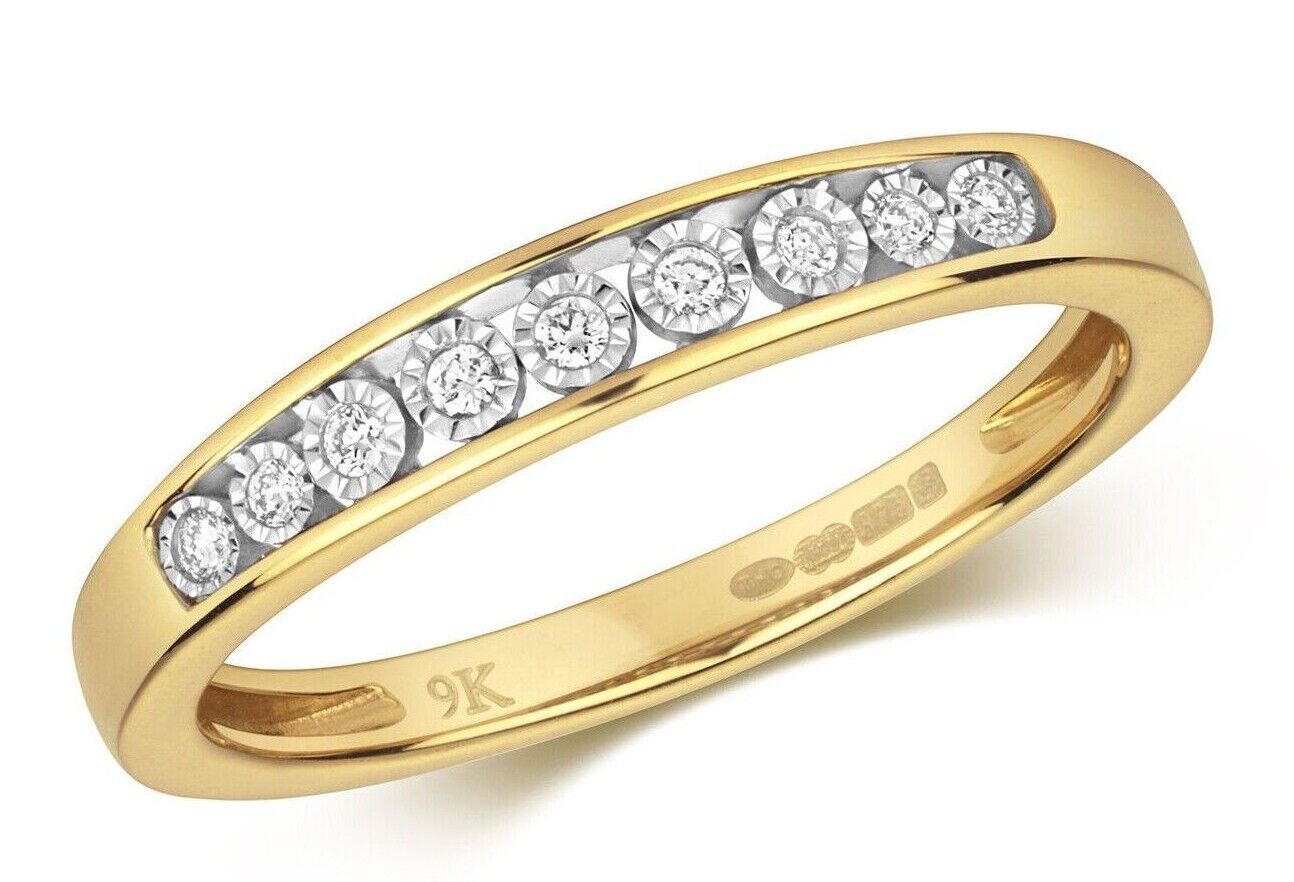 Real Diamond Eternity Ring Illusion Solid Yellow Gold Anniversary Band