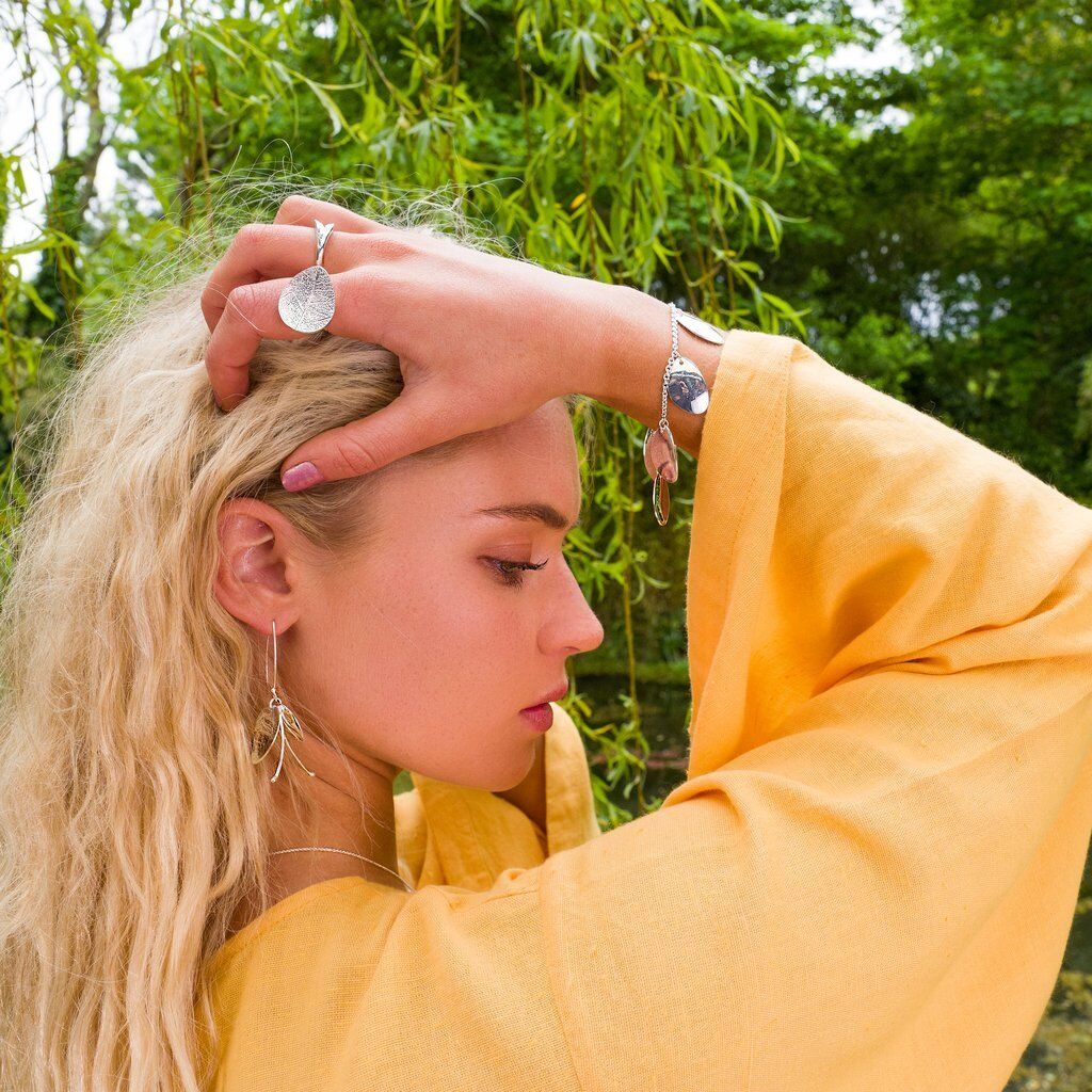 Sterling Silver Curved Leaf Ring 925 Stamped Size J - Q Brand New Gift