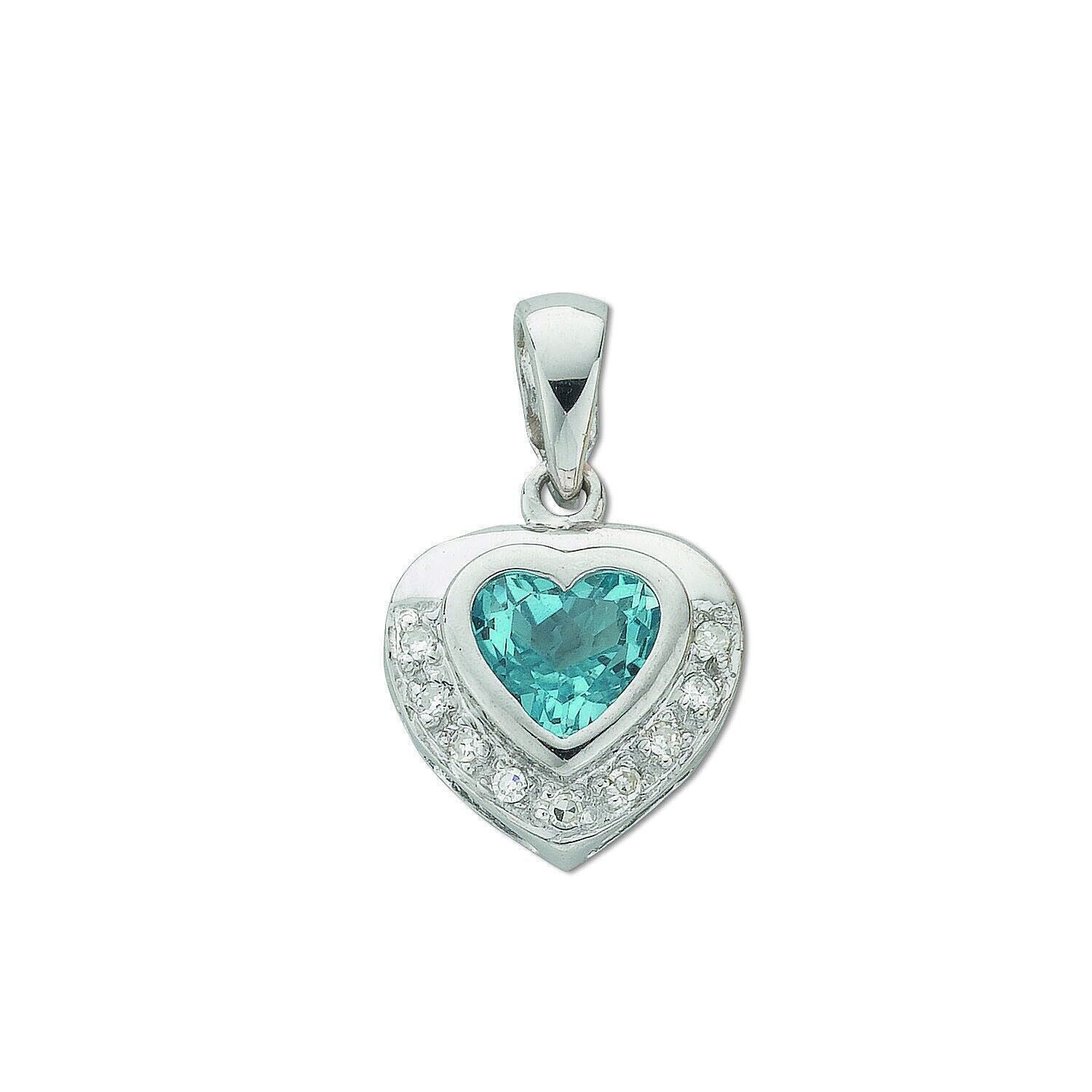 9ct White Gold 0.04ct Diamond & 0.85ct Blue Topaz Diamond Pendant