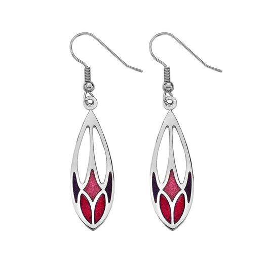 Mackintosh Rose Bud Earrings Drop Silver Plated Branded Packaging
