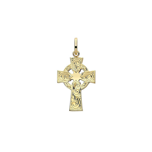 9ct Yellow Gold Cross Pendant Medium 26 x 17mm Religious Christian Christening