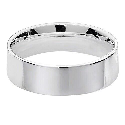 Sterling Silver Wedding Band Ring 6mm Flat Court Hallmarked