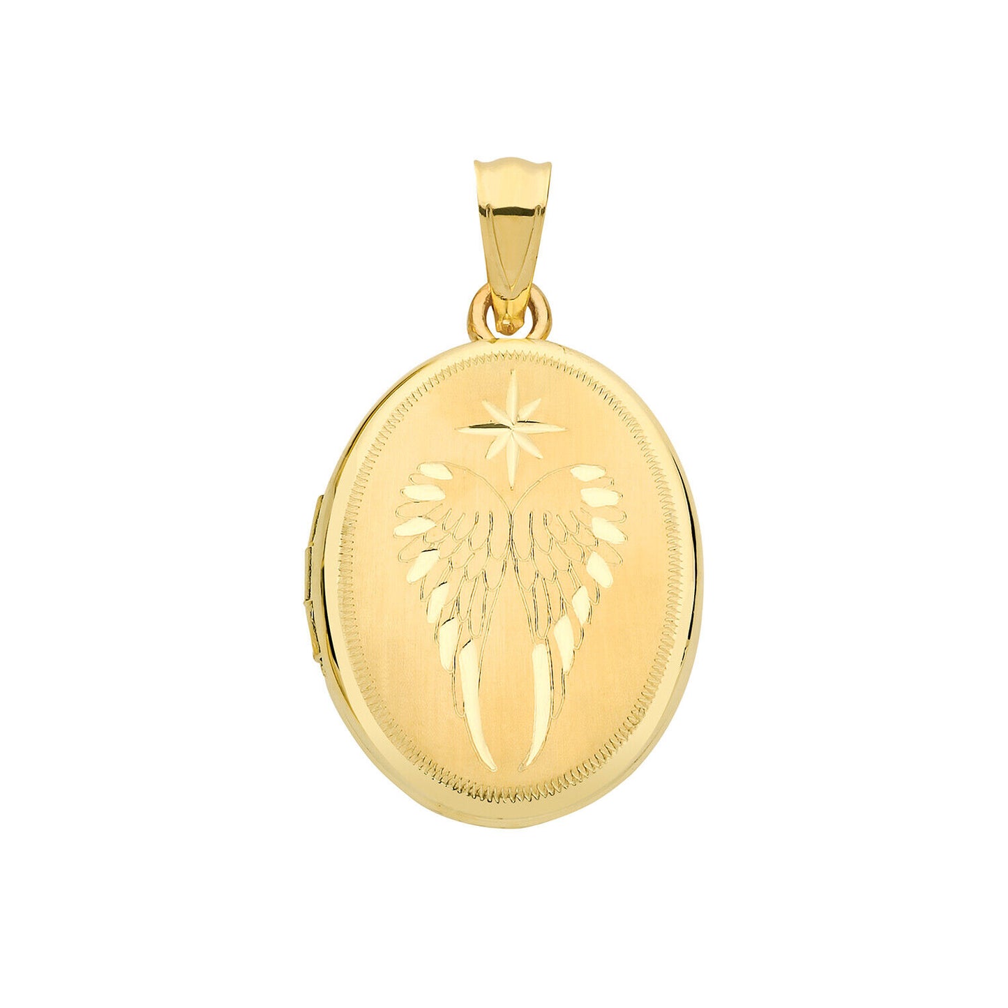 Angel Wing Oval Locket Solid 9 Carat Yellow Gold Hallmarked British Made