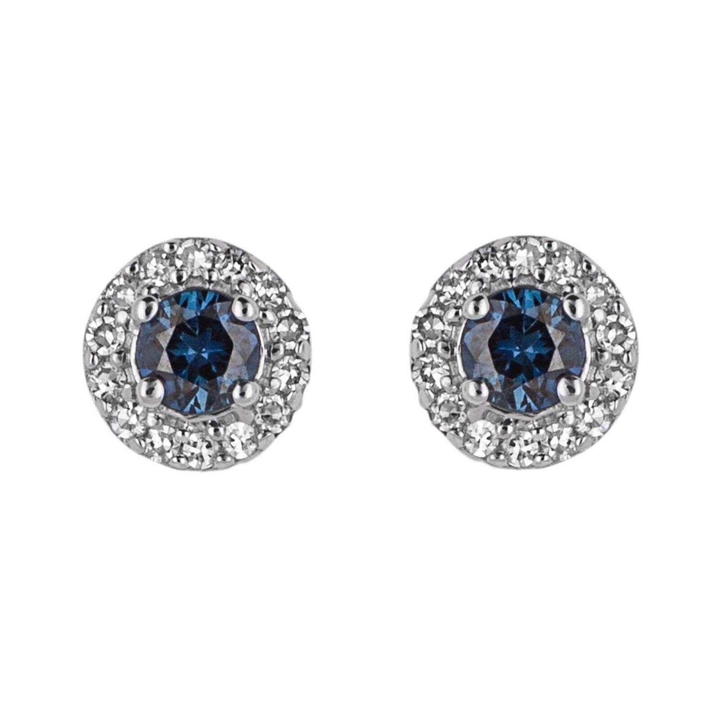 9ct White Gold Sapphire and Diamond Pendant and Earrings Set 16 18 or 20" Chain