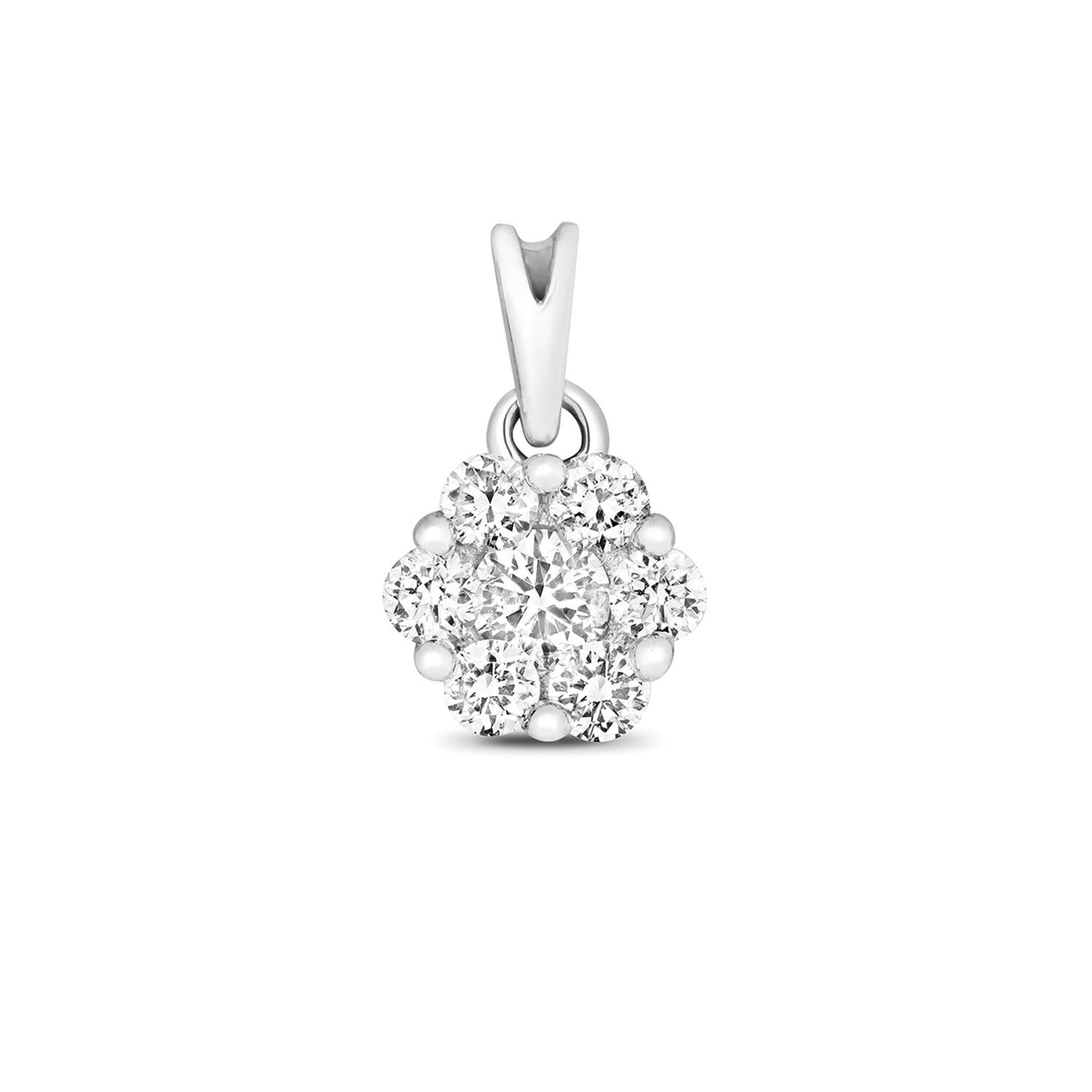 Diamond Cluster Pendant White Gold 0.25ct Premium Diamond Round Cluster