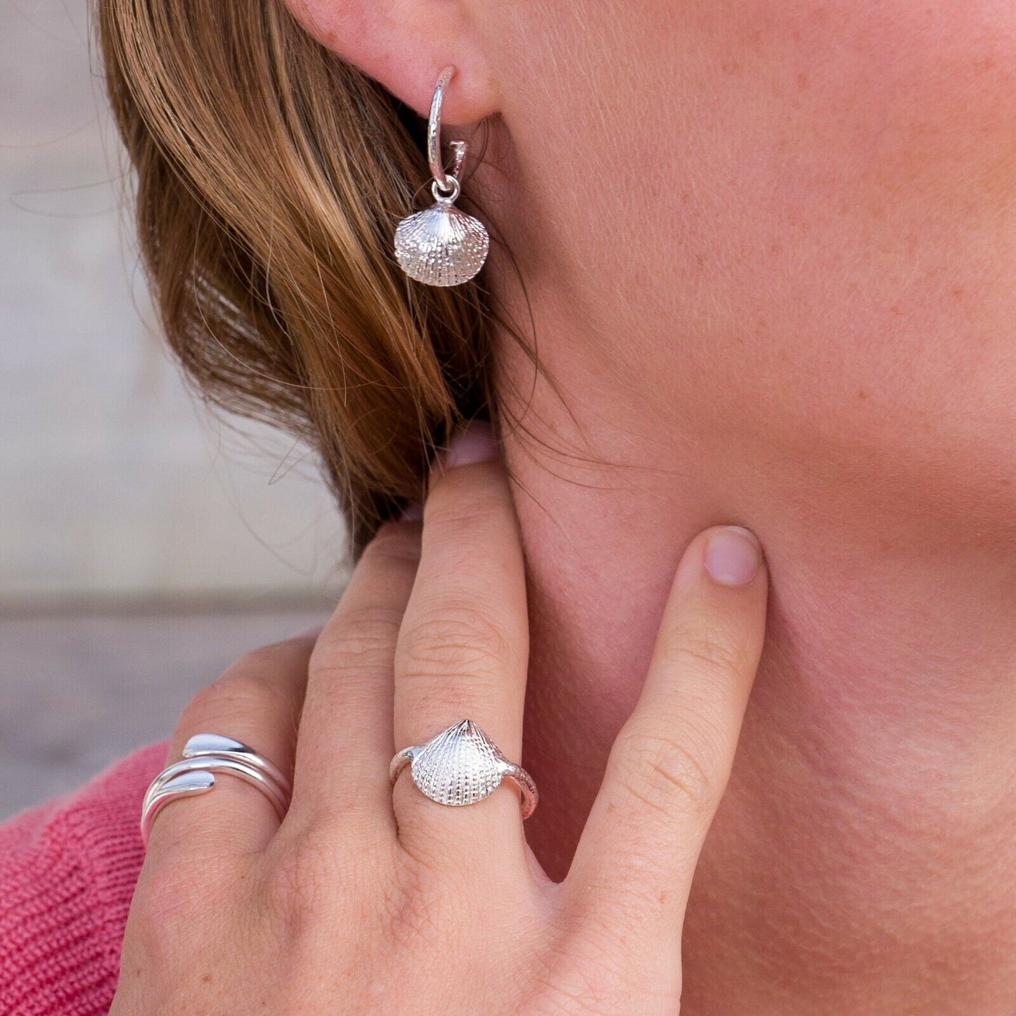Sterling Silver Cockle Shell Ring Sterling 925 Stamped Size J - Q