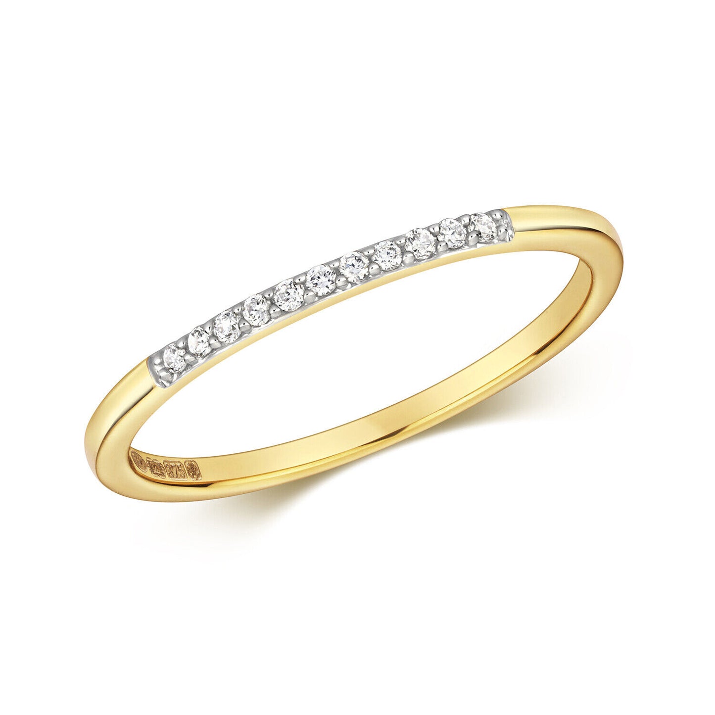 9ct Yellow Gold Diamond Eternity Ring Slim Band Hallmarked and Real Diamonds