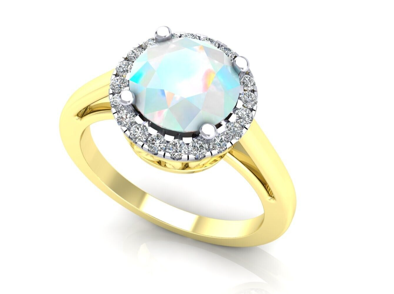 9ct Yellow Gold Opal Cluster Ring Engagement Hallmarked Sizes L - R