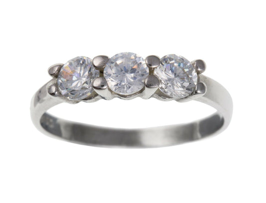 9ct White Gold Three Stone Ring Trilogy Engagement Fully Hallmarked