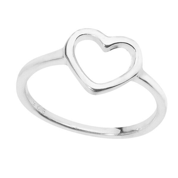 Heart Ring Sterling Silver 925 hallmark Size J - R British Made