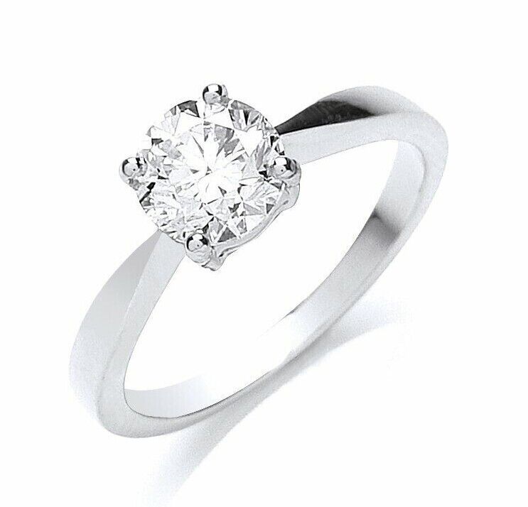 Real Diamond Solitaire Engagement Ring 18ct White Gold 1.00 Carat Weight