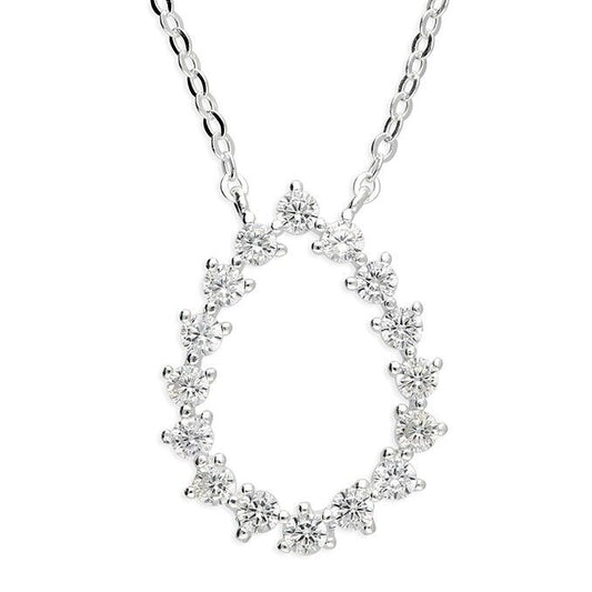 Open Teardrop CZ Necklace Gem Set on 925 Sterling Silver 925 hallmark